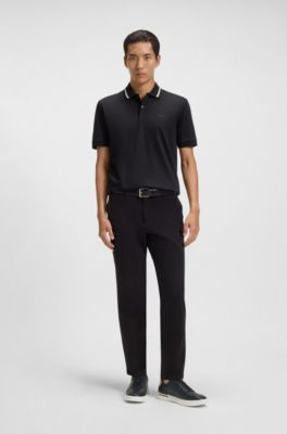 Leather trainers with contrast logos, Black