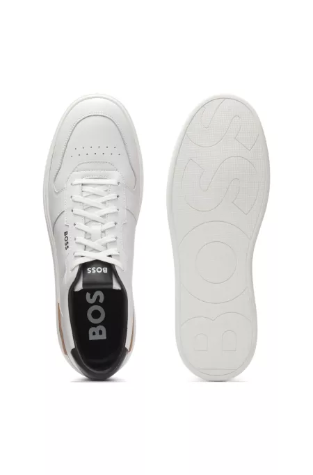 Leather trainers with signature-stripe details
