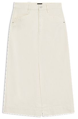 Midirock aus festem Denim in Off-White