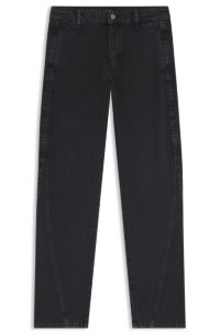 Barrel-leg jeans in grey soft-touch denim, Dark Grey