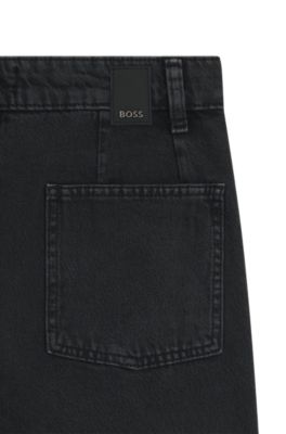 Barrel-leg jeans in grey soft-touch denim, Dark Grey