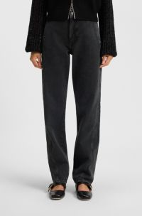 Jeans barrel in morbido denim grigio, Grigio scuro