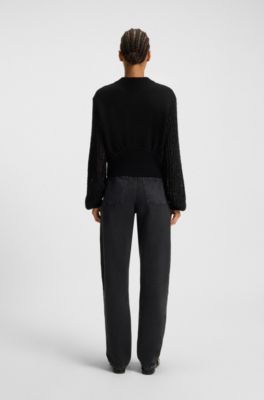 Barrel-leg jeans in grey soft-touch denim, Dark Grey