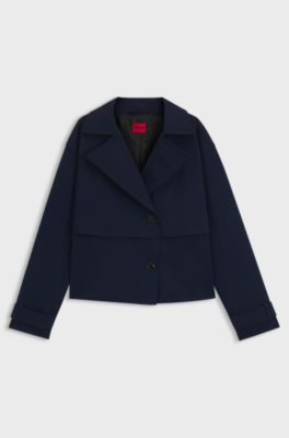 Oversized-fit trench-style jacket in cotton, Dark Blue