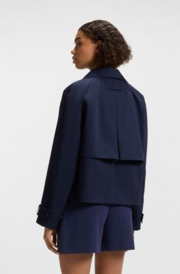 Oversized-fit trench-style jacket in cotton, Dark Blue