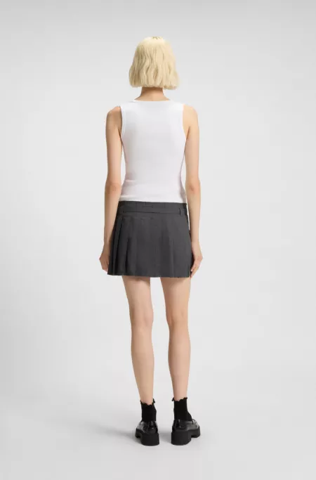 Ribbed tank dress with pleated skirt
