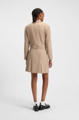 Mini skirt in pinstripe flannel, Beige Patterned