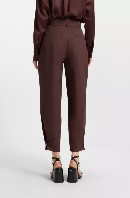 Tapered-fit trousers in cotton twill with belt