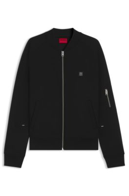 Oversized-fit bomber jacket in cotton-blend jersey, Black