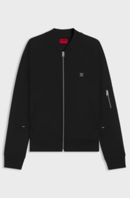 Oversized-fit bomber jacket in cotton-blend jersey, Black