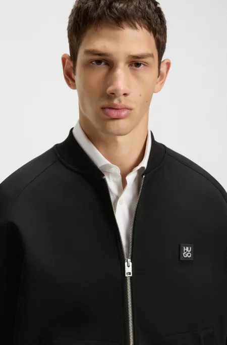 Oversized-fit bomber jacket in cotton-blend jersey