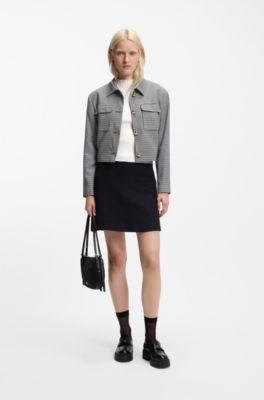 Irregular-rib sweater with mock neck, White