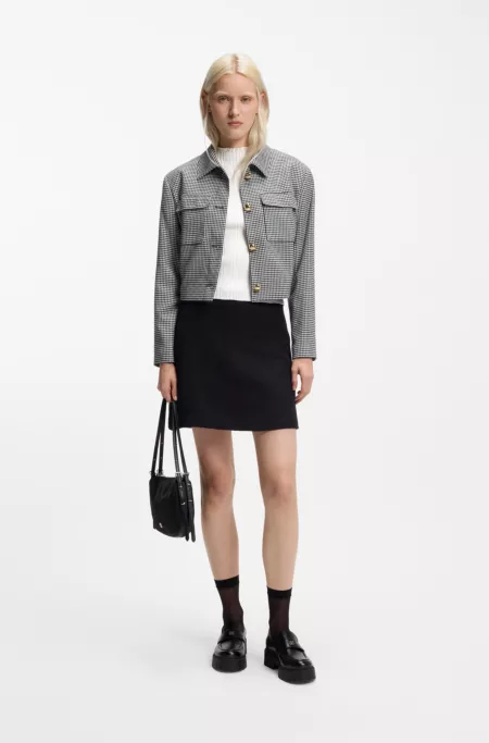 Irregular-rib sweater with mock neck