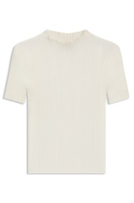 Pull &agrave; col montant et c&ocirc;tes irr&eacute;guli&egrave;res, Naturel