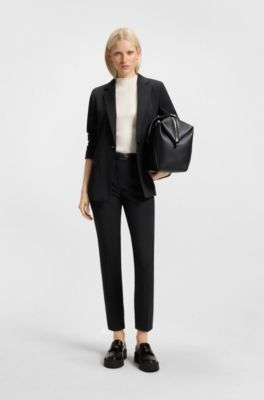 Irregular-rib sweater with mock neck, Natural