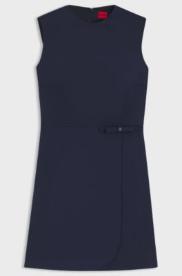 A-line dress with stacked-logo bow detail, Dark Blue