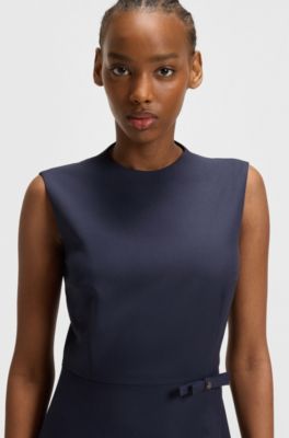 A-line dress with stacked-logo bow detail, Dark Blue