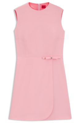 A-line dress with stacked-logo bow detail, light pink