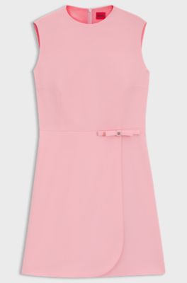 A-line dress with stacked-logo bow detail, light pink