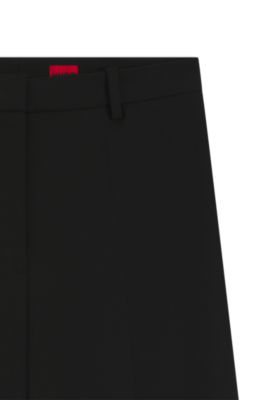 Regular-fit flared-leg trousers in stretch fabric, Black