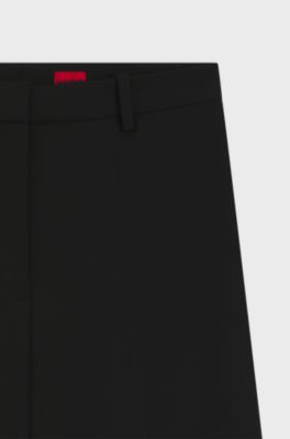 Regular-fit flared-leg trousers in stretch fabric, Black