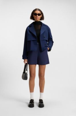 Mock-neck sweater with sheer and solid effects, Black