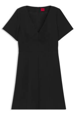 V-neck dress with removable shoulder pads 1