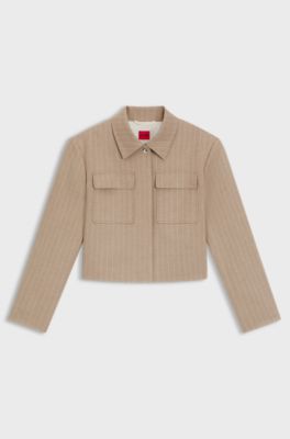 Relaxed-fit blazer in pinstripe flannel, Beige