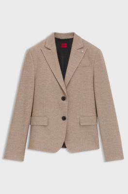 Relaxed-fit blazer in moulin&eacute; stretch fabric, Beige