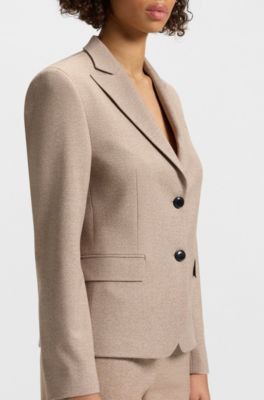 Relaxed-fit blazer in moulin&eacute; stretch fabric, Beige