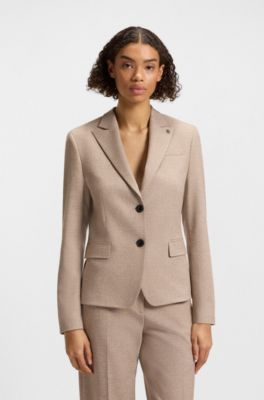 Relaxed-fit blazer in moulin&eacute; stretch fabric, Beige