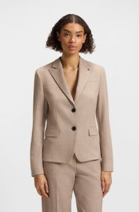 Relaxed-fit blazer in mouliné stretch fabric, Light Brown