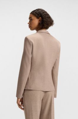 Relaxed-fit blazer in moulin&eacute; stretch fabric, Beige