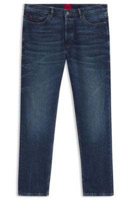 Tapered-fit jeans in blue stretch denim, Dark Blue