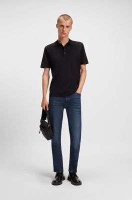 Tapered-fit jeans in blue stretch denim, Dark Blue