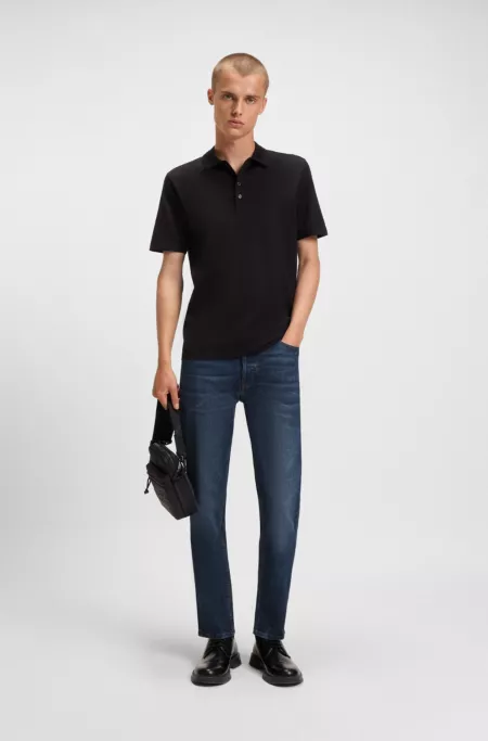 Tapered-fit jeans in blue stretch denim