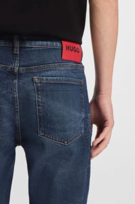 Tapered-fit jeans in blue stretch denim, Dark Blue