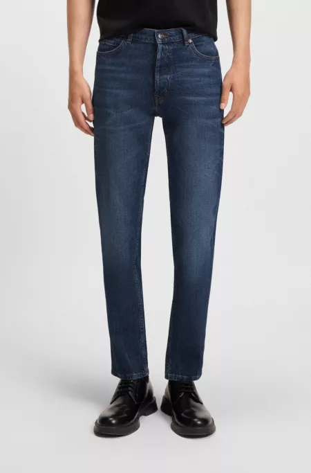 Tapered-fit jeans in blue stretch denim