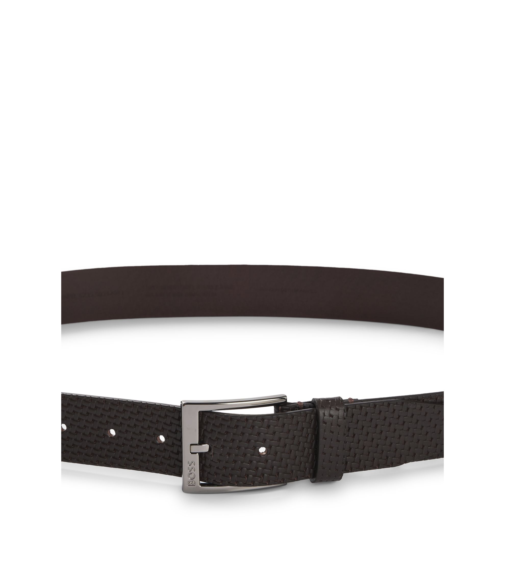 BOSS Ceinture en cuir effet tressé Marron foncé