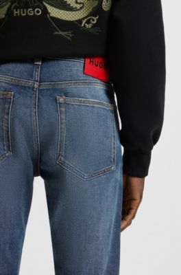 Extra-slim-fit jeans in blue stretch denim, Blue