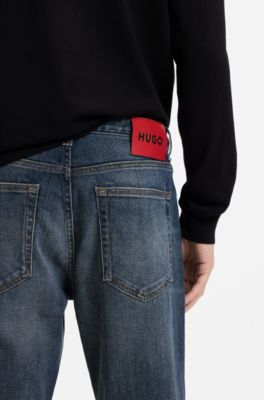 Extra-slim-fit jeans in blue stretch denim, Blue