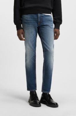 Extra-slim-fit jeans in blue stretch denim, Blue