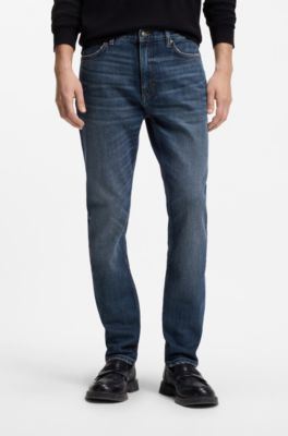 Extra-slim-fit jeans in blue stretch denim, Blue