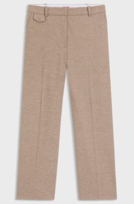 Pantalon Relaxed en tissu stretch moulin&eacute;, Beige