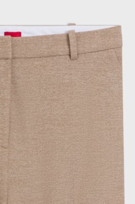 Pantalon Relaxed en tissu stretch moulin&eacute;, Beige