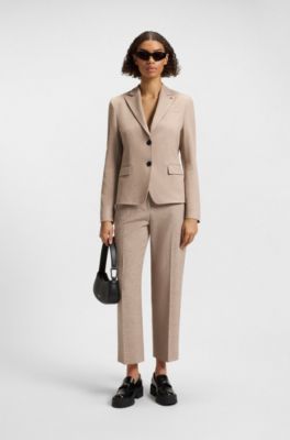 Relaxed-fit cargobroek van stretchmateriaal met moulin&eacute;structuur, Beige