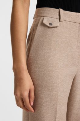 Relaxed-fit cargobroek van stretchmateriaal met moulin&eacute;structuur, Beige