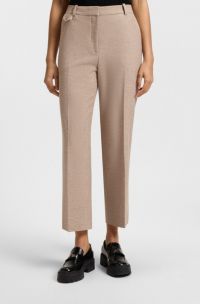 Relaxed-fit trousers in mouliné stretch fabric, Beige