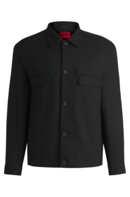 HUGO - Modern-fit jacket in stretch twill - Black