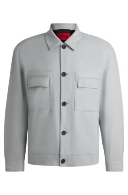 Modern-fit jacket in stretch twill, Light Grey